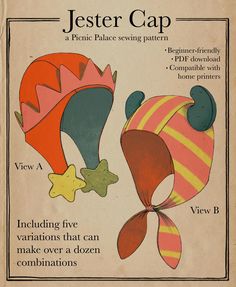 an advertisement for the jester cap sewing pattern