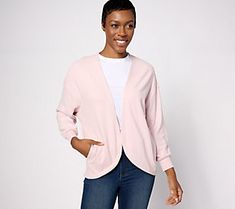 Made with brushed fleece to give it an extra cloud-like softness, this circle cardigan will easily become one of your favorite all-day comfort pieces. Pair it with your favorite bottoms and make this your go-to off-duty outfit. From Barefoot Dreams. Drop Shoulder Sleeve, Off Duty Outfits, Chic Sweatshirt, Fleece Cardigan, Polo Dress, Henley Shirts, Tweed Jacket, Drop Shoulder, Workout Shirts