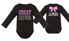 Glitter Cheer Sister Shirt | Little Sister Cheer Shirt | Customize Colors PLEASE READ BEFORE ORDERING WE CANNOT RUSH ORDERS OR CREATE NEW DESIGNS DURING PEAK SEASON AUG - MAY. IF YOU NEED TO CANCEL PLEASE DO SO WITHIN 24HRS Please read full description before ordering we cannot be responsible for mistakes made by not reading the full description. ORDERING INSTRUCTIONS: 1. Select your Garment Size/Color Each size must be selected separately. Please do NOT leave a list of sizes in the notes. This Kids Cheering, Cheer Spirit, Cheer Shirt, Hoodie Customize, Baseball Tee Shirts, Cheer Shirts, Sister Shirt, Mom Hoodies, Cheer Mom