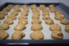 chocolate chip cookies on a cookie sheet ready to go in the oven for bake