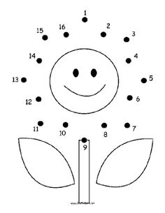 the dot to dot flower is shown in black and white, with numbers on it