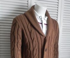 (eBay) Find many great new & used options and get the best deals for NEW Mens ALPACA Acrylic Wool Cardigan Cable Sweater Size L Camel Brown Elegant at the best online prices at eBay! Free shipping for many products! Men's Sweaters, Mens Cardigan, Cable Sweater, Wool Cardigan, Alpaca, Gentleman, Sweater Sizes, Camel, Men Sweater