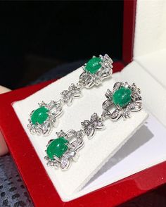 "ENJOY OUR WORRY-FREE SERVICE AND THE DAZZLING, GENUINE JEWELRY WE DESIGN AND HANDCRAFT WITH LOVE❤️ ONE OF A KIND HANDCRAFTED EARRINGS! READY FOR SHIPPING! GIFT WRAP AVAILABLE! FREE UPS EXPRESS! \"You will get the best emeralds from one of the most experienced emeralds wholesalers in the world -- So Perfect Jewelry\" A lady needs to feel loved and cherished, and honestly, we couldn't think of a better way to show her how much she means to you than gifting her with a pair of BEAUTIFUL, luxurious, Fine Jewelry Diamond Cabochon Earrings, Elegant White Gold Earrings With Cabochon, Elegant White Gold Cabochon Earrings, Diamond Cabochon Earrings For Anniversary, Elegant Drop Earrings With Cabochon, Anniversary Diamond Cabochon Earrings, Exquisite White Gold Chandelier Earrings, Emerald Cabochon Earrings As A Gift, Emerald Cabochon Earrings For Gift