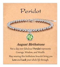 PRICES MAY VARY. ❤【 August Birthstone 】- Peridot symbolizes courage, wisdom, and wealth. Known as the stone of compassion, peridot can even help relieve stress and calm one when angry. Best gifts for women ❤【 Birthday gifts for Women 】- Memorable birthday gifts will make the person you care for feel loved all the time. A unique gift for women, moms, grandmothers, and Friends female ❤【 Material & Size 】- This birthstone silver bead bracelet is made of high-quality stainless steel, which is not ea Spiritual Beaded Bracelets For Mother's Day Gift, Birthday Bracelets With Round Beads, Round Beads Bracelets For Birthday Gift, Round Beaded Bracelet For Birthday Gift, Birthday Gift Round Bead Bracelets, Adjustable Birthstone Beaded Bracelets For Birthday Gift, Birthstone Bracelets With Round Beads For Gifts, Spiritual 8mm Beads Jewelry For Birthday Gift, Spiritual Jewelry With 8mm Beads For Birthday Gift