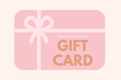 a pink gift card with a bow on it