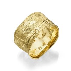 14K Solid gold Jerusalem skyline ring. Behold you are betrothed unto me, with this ring, according to the Law of Moses and Israel "Harei At Mekudeshet Li" Unique jewels that express the love and the connection between two people... Description: ✤ This ring is made to order ✤ This ring is handmade from start to finish in Our workshop, DaninoDesigner. ✤ Made Of 14K Yellow Gold / White Gold / Rose Gold. ✤ Ring width: 0.47'' / 1.20cm ✤ Ring Size: Choose at checkout - or contact me for custom request Law Of Moses, Jewish Wedding Rings, Wide Band Ring, Jewish Wedding, Wide Band Rings, Ring Size Guide, Wide Bands, Jewelry Packaging, Rings Statement