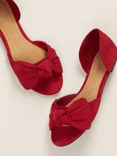 Shein Peep Toe Knot Front Open Side Slip On Flats Red Ballerina, Red Ballerinas, Slip On Flats, Women Flats, Open Toe Shoes, Ballerina Shoes, Shoes Color, Toe Shoes, Womens Flats