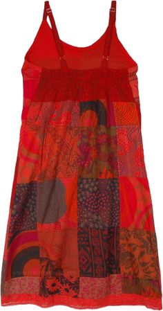 Red Night Cotton Patchwork Knee Length Hippie Dress | Dresses | Red | Sleeveless, Patchwork, Junior-Petite, Vacation, Floral, Printed Red Patchwork Beach Dress, Beach Red Patchwork Dress, Red Bohemian Patchwork Dress, Bohemian Red Patchwork Dress, Red Cotton Patchwork Dress, Cotton Short Dresses, Sleeveless Cotton Dress, Hippie Dress, Hippie Look