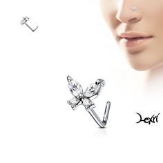 a woman's face and ear piercings are shown in front of the image