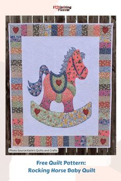 Free Quilt Pattern: Rocking Horse Baby Quilt Kid Quilts, Boys Quilt Patterns, Girl Quilts, Kids Quilts, Feather Stitch