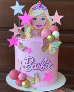 Barbie Cakes Ideas, Barbie Cake Design Ideas, Barbie Cake Design Girl Birthday, Barbie Cakes For Girls Birthday, Simple Barbie Cake, Barbie Cake Topper Printable, Cartoon Cakes For Kids, Barbie Party Cake