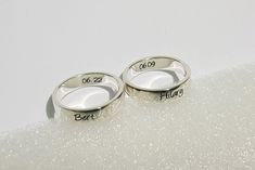 "✤ Unique and personalized, you can add name, date, initials, quote, signature, handwriting, picture, etc. Make it only one piece on the world. ✤ This list for one ring if you want 2 rings or more please select in quantity. ✤ Can engrave both inside and outside 20 characters limit (inside + outside < 20 characters, all sign and symbols are counted) If you want to engrave more than 20 characters, please buy this list >> https://www.etsy.com/listing/725423787/extra-engrave-characters ✤ Ma Customizable Couples Jewelry For Anniversary, Engraved White Gold Ring With Names For Gift, Personalized Couples Jewelry, White Gold Engraved Ring With Names As Gift, Meaningful Silver Jewelry With Custom Text, Personalized Silver Couples Jewelry, Customizable Silver Couples Jewelry, Silver Engraved Ring For Anniversary With Custom Text, Silver Engraved Ring With Custom Text For Anniversary