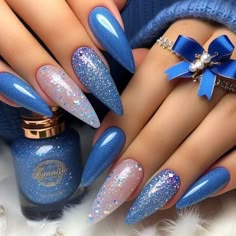 Blue Winter Nail Designs 4 Dark Color Nails, Fall Nail Design, Neon Nail Art, Christmas Nails Ideas, Usa Nails, Aqua Nails, Nail Coat, Nagel Design, Stunning Nails