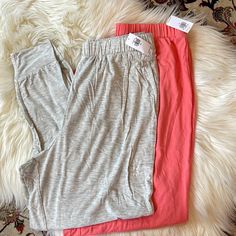 Gray And Coral Jogger-Style Pajamas Bottoms - 2 For 1! Brand New With Tags So Soft! Pajamas Bottoms, Nursing Pajama Set, Adult Onesie Pajamas, Old Navy Pajamas, Nursing Pajamas, Maternity Pajamas, White Pajamas, Grey And Coral, Plaid Pajama Pants