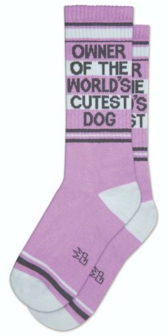 Show the world your fun and quirky side with these Gumball Poodle Gym Crew Socks! Made for people with a lot of personality, these quality socks feature block lettering woven into the body of the sock. They can be used for sport or fashion and are inspired by vintage Americana and pop culture. Let your legs do the talking with these statement socks! Unisex. One size fits most Cushioned sole Perfect for the Fashionistas! Let your legs do the talking Machine wash cold. Line dry Material: 60% Cotto Globe Socks, Trendy Cotton Letter Print Socks, Trendy Letter Print Cotton Socks, Trendy Cotton Socks With Letter Print, Canoodle Socks, Sporty Cotton Socks With Letter Print, Funny Socks Women, Statement Socks, World Cutest Dog