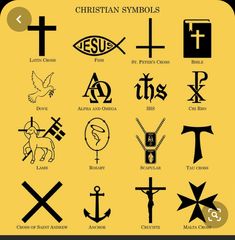 the christian symbols are shown in black and yellow