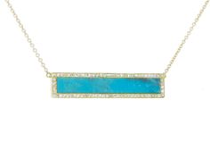 Jennifer Meyer - Jennifer Meyer Jewelry - Jennifer Meyer Necklaces - Ylang 23 Turquoise Bar Necklace, Turquoise Bar, Diamond Bar Necklace, Precious Jewels