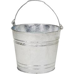 a metal bucket with handle on white background