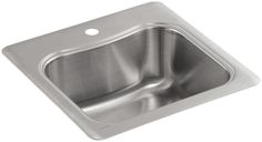 a stainless steel kitchen sink with two holes in the center and one hole at the bottom