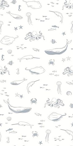 an image of sea animals on white paper