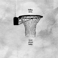 a basketball hoop with the words falling down on it and an arrow pointing up into the basket