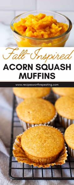 an image of corn squash muffins on a cooling rack with text overlay