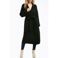 Bluivy's Cardigan Is Shaped Like A Coat But Has A Knit Finish That Makes It Feel More Relaxed. With A Wrap Silhouette, It Has Dropped Shoulder And Notched Lapels. Tie The Optional Belt To Keep It Closed And Define Your Waist. Color: Black Fabrication: 48% Viscose, 27% Polyester, 25% Nylon Care: Dry Clean Standard Clothing Sizing Cardigan Sweaters For Women, Knit Sweater Cardigan, Sweater Skirt, Swimwear Tops, Belts For Women, Womens Cardigan, Sweater Shop, Knit Cardigan, Sweater Top