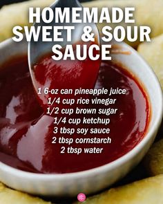 homemade sweet and sour sauce in a white bowl