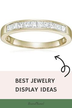 Gold ring with channel-set diamonds displayed as a jewelry idea with a male symbol and text overlay. Creative Display Ideas, Jewelry Display Ideas, Bracelets Elegant, Ideas For Organizing, Yellow Diamond Earring, Bracelets For Boyfriend, Gold Earrings For Women