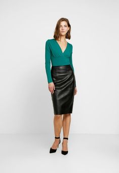 Work Outfit, Pencil Skirt, Pencil, Skirt, Leather, Black