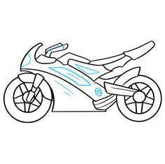 a drawing of a motorcycle that is drawn in one line and has wheels on each side