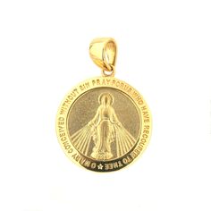 Discover the profound symbolism of our 18K Solid Yellow Gold Round Miraculous Medal Pendant, featuring the iconic design revered for its spiritual significance. Measuring 0.57 inches (14.60 mm) in diameter, this exquisite pendant is crafted from hypoallergenic 18K yellow gold, ensuring both style and comfort for all-day wear. Complete with an Amalia gift box and bag, it makes a meaningful gift for any special occasion. The front of the medal showcases the traditional image of the Miraculous Meda Mens Silver Jewelry, Crawlers Earrings, Baby Earrings, Kids Necklace, Miraculous Medal, Iconic Design, Gold Cross, Cuff Earrings, Screw Back Earrings