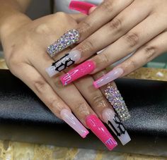 Extra Baddie Nails Long, Extra Baddie Nails, Baddie Nails Acrylic, 21st Birthday Nails, Deco Nails