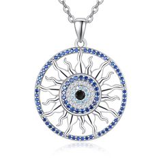 PRICES MAY VARY. Design:The evil eye is a symbol of protection and good luck, while the hamsa hand is a talisman to ward off negative energy Material:The eye blue necklac is made of 925 sterling silver and cubic zirconia. Not prone to allergies, suitable for long-term wearing Size:Evil eye pendant necklace size is 0.98 inch or 25 mm.Adjustable chain length 18+2 inches,ensures a comfortable fit for most sizes Jewelry:Spiritual necklace comes in an exquisite jewelry gifts box with silver polishing Jewelry Spiritual, Hamsa Necklace Gold, Spiritual Necklace, Gifts Box, Eye Gift, Hamsa Necklace, Sterling Pendant, Protection Necklace, Eye Pendant