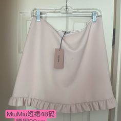 Size:It 48 Waist80cm Length43cm Little Dirty On The Front Miu Miu Fitted Summer Skirt, Summer Fitted Miu Miu Bottoms, Miu Miu Fitted Bottoms For Summer, Miu Miu Mini Skirt For Spring, Miu Miu Spring Mini Skirt, Spring Season Fitted Miu Miu Mini Skirt, Chic Miu Miu Mini Skirt, Chic Fitted Mini Skirt By Miu Miu, Chic Spring Bottoms By Miu Miu