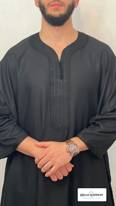 *Mens Moroccan Thobe -BLACK djellaba, Jubbah, Beautiful quality with a lovely soft feel and texture. Brand new, with original personal wrapping. We are known to many for our extensive Moroccan clothing collection. *Mens Moroccan Thobe -Black djellaba, Jubbah, is your best bet for a relaxed but stylish look! Quality material that will last you a lifetime.  *Update your wardrobe and get some traditional looks in! *Extremely beautiful quality brand new *Colours :  BLACK  *Material  : cotton blend *Size : There are two different sizes (height) *S -M  : 138 cm (average) *L- XL : 146 cm (average) *PLEASE NOTE: All our moroccan thobes have one pocket on *one side only*, and a slit on the other side to get to your trouser pocket Black Long Sleeve Agbada For Eid, Long Sleeve Black Agbada For Eid, Traditional Black Thobe For Eid, Black Thobe, Moroccan Clothing, Broken Zipper, Trouser Pocket, African Men Fashion, Big Guy