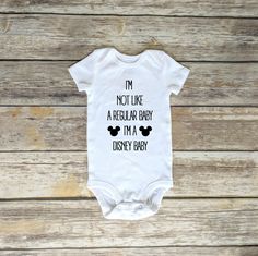 Disney Theme Baby Shower, Disney Baby Onesies, Disney Onesie, Disney Onesies, Onesie Station, Disney Baby Shower, One Piece Romper, Baby Announcements