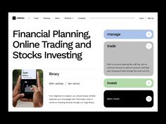 a web page with the words financial planning, online trading and stocks investing on it