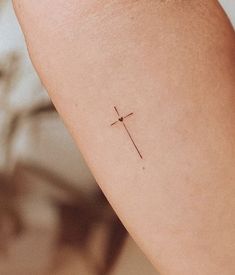 Subtle God Tattoo, Mini Tats Cross, Bonded Tattoo Ideas, Mini Cross Tattoos For Women, Tattoos With Christian Meaning, Cross Neck Tattoo For Women, Cross And Sun Tattoo, Cute Cross Tattoos For Women, Christian Tattoos Minimalist