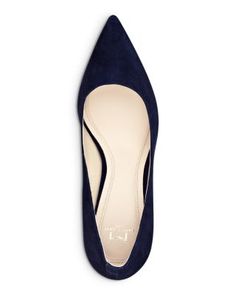 Subtly flared heels ground Marc Fisher Ltd.'s sleek pumps in modern territory, while a pointed toe keeps the look classic. Block Heel Pumps, Marc Fisher, Heel Pumps, Blue Suede, Pump Shoes, Pumps Heels, Block Heels, Dark Blue, Slip On