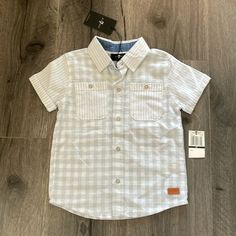 7 For All Mankind Boys Button Shirt Size 3t Short Sleeve Tops With Pockets For Playtime, Summer Playtime Shirt With Button Closure, Summer Playtime Shirt, Short Sleeve Shirt With Button Closure For Playtime, Casual Shirt With Button Closure For Playtime, Casual Buttoned Shirt For Playtime, Casual Playtime Shirt With Buttons, Boys Denim Shirt, Grunge Flannel