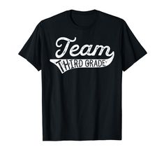 the team third grade t - shirt is black with white lettering and an arrow on it