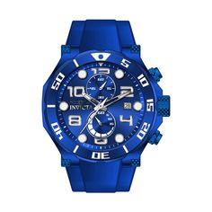 This impressive Invicta Pro Diver watch features a precise Quartz movement as well as a blue case. Its blue, metal dial is enclosed by a highly protective Flame Fusion Crystal. This watch is finished by a strong blue, silicone band, and it offers 100 m water resistance. Plunge into any horizon using the steadfast guidance of the Invicta Pro Diver. Stylishly classic, internal workings are forged with variations of bold movements. Built with confident prowess, the fortitude with which these timepi Invicta Pro Diver, Diver Watch, Blue Cases, Invicta Watches, Blue Band, Silicon Bands, Men's Watches, Casio Watch, Men's Watch