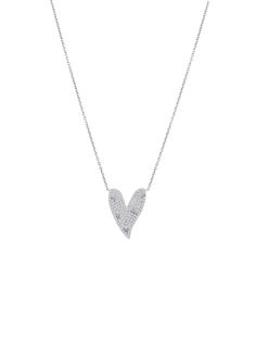 This pave diamond heart necklace is a lovely addition to your necklace layer. Wear something you love close to your heart! White Gold Heart-shaped Necklace With Pave Setting, White Gold Heart Cut Necklace With Pave Setting, White Heart Pendant Necklace With Pave Setting, Silver Heart Necklace With Pave Setting, Silver Heart Shaped Necklace With Pave Setting, White Gold Heart Pendant Necklace With Pave Setting, Fine Jewelry Heart Diamond Necklace With Pave Setting, Diamond White Heart Necklace With Pave Setting, Heart-shaped Pave Setting Fine Jewelry Necklace