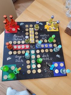 a board game with lots of bottles on it