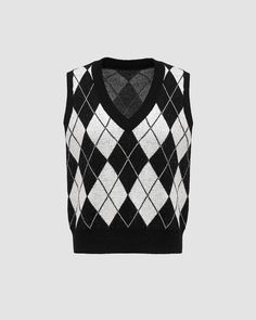 Details: Argyle sweater vest. with diamond shape petternTop Length: NormalSleeve Length: SleevelessMaterials:100% Acrylic Vest Sweaters, 90s Grunge Style, Summer Outfits Aesthetic, Argyle Sweater Vest, 90s Hip Hop Fashion, 90s Fashion Grunge, Adam Sandler, Aesthetic Look, Looks Black