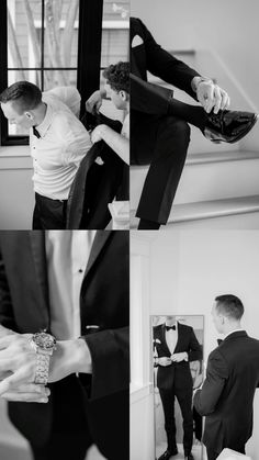 Wedding Prep Photo Ideas, Wedding Photo Inspo Groomsmen, White Groom Suit Black Groomsmen, Groomsmen Photo Poses, Wedding Poses Groom, Groom Individual Photos, Groomsman Getting Ready Photos, Wedding Close Up Photography, Groom Prep Photography