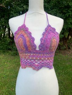 SIZE SMALL/MEDIUM Handmade crochet boho beach top. Made with acrylic yarn. Handwash gently and let air dry. Crochet Lace V-neck Crop Top For Summer, Bohemian V-neck Halter Top For Summer, Summer Festival V-neck Halter Top, Bohemian V-neck Crop Top For Beach Season, Summer V-neck Crochet Crop Top, Summer Festival Halter Top With V-neck, Beachwear Tops With Crochet Trim For Festivals, Festival Crochet V-neck Crop Top, Bohemian V-neck Halter Top For Festivals