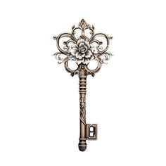 an ornate key with a flower on it