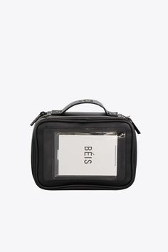 BÉIS 'The On The Go Essential Case' in Black - Small Travel Case For Cosmetics & Jewelry Black Cosmetic Bag With Luggage Sleeve For Everyday, Black Cosmetic Bag With Luggage Sleeve, Portable Functional Cosmetic Storage For On-the-go, Portable Compact Functional Cosmetic Bag, Functional Portable Compact Cosmetic Bag, Multifunctional Portable Cosmetic Bag For On-the-go, Everyday Black Cosmetic Bag With Luggage Sleeve, Multifunctional Portable Cosmetic Bag, Portable Black Cosmetic Bag For On-the-go